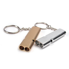Dual Tube Survival Whistle Camping Safety Keychain Tool