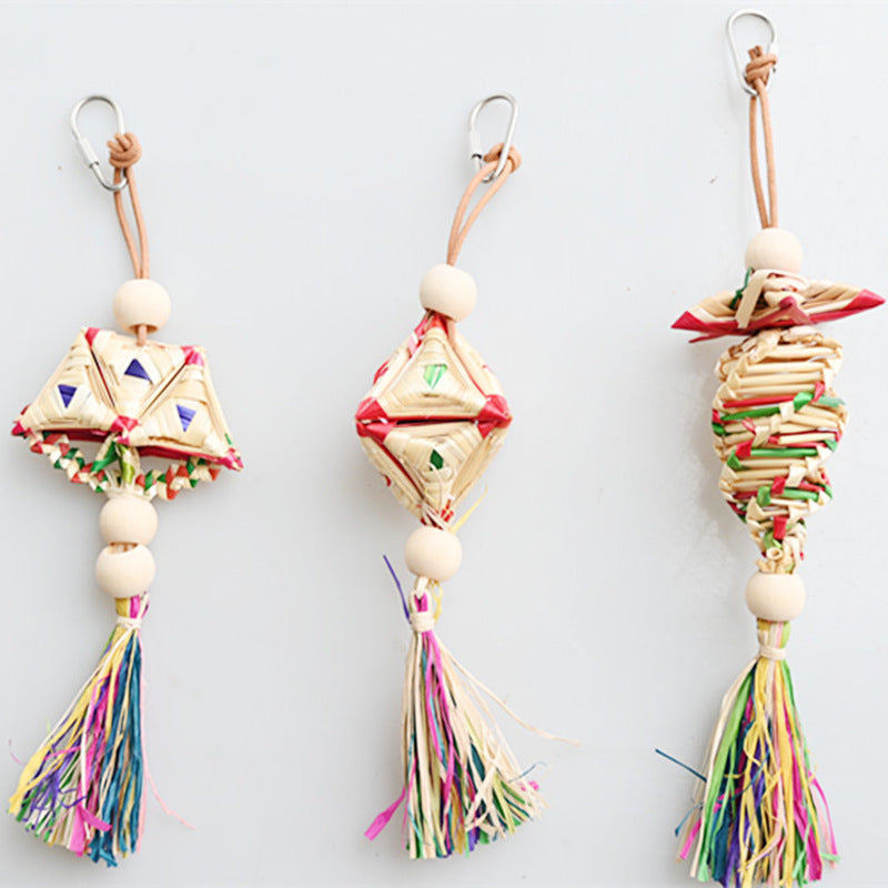 Straw Parrot Chew Skewers Raffia Straw Bird Toy