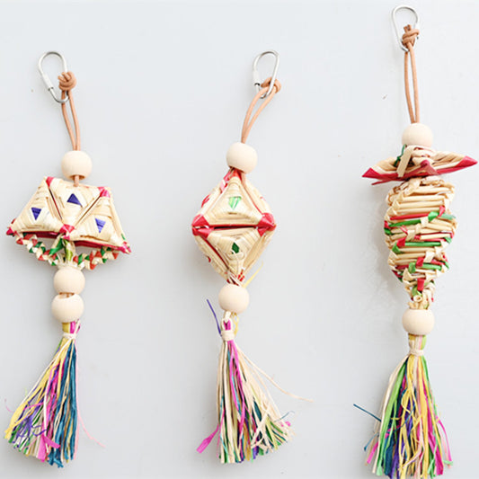 Straw Parrot Chew Skewers Raffia Straw Bird Toy