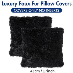 2 Pack Faux Fur Throw Pillow Cover for Fall Decor