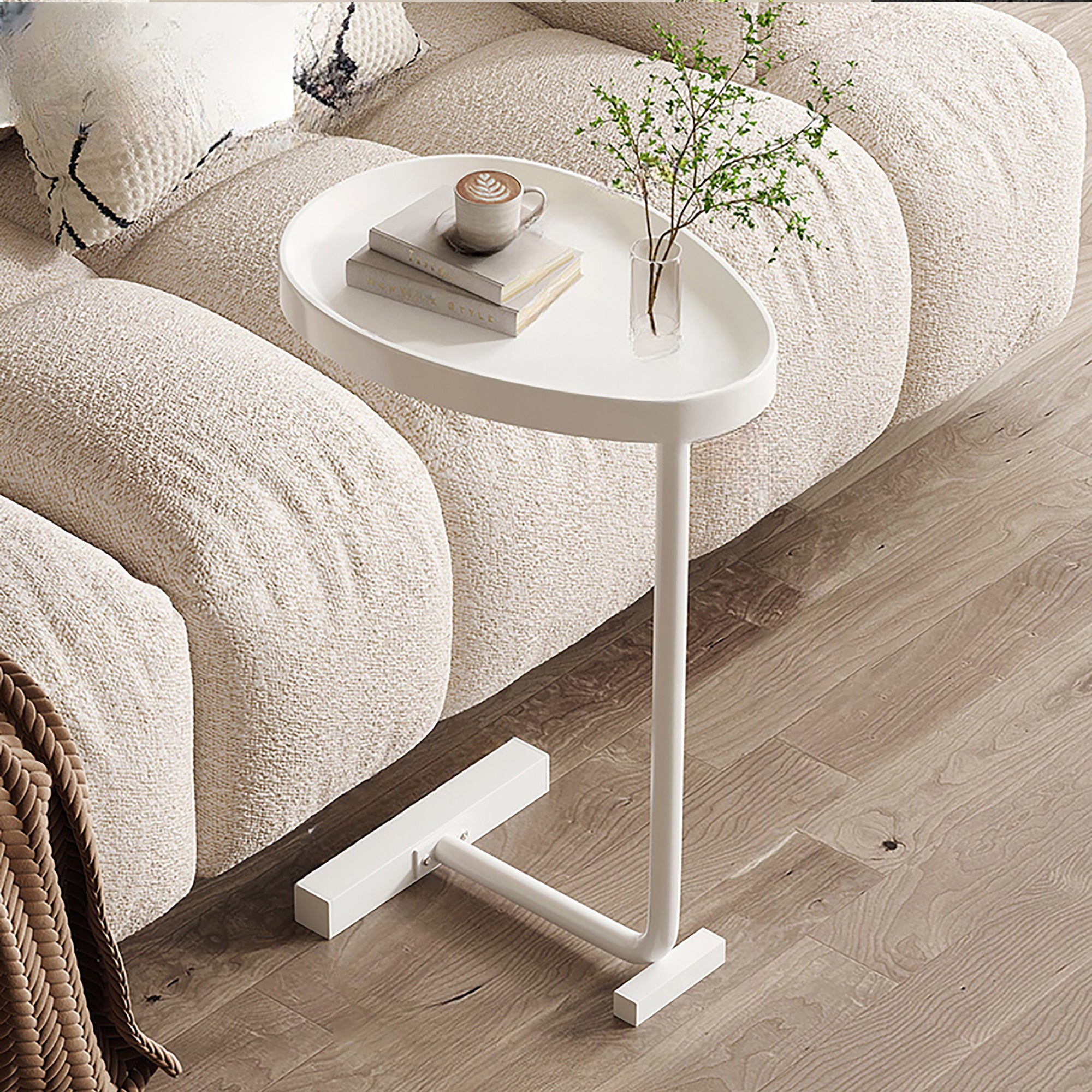 C Shaped End Table for Couch Sofa Bed Space Saver