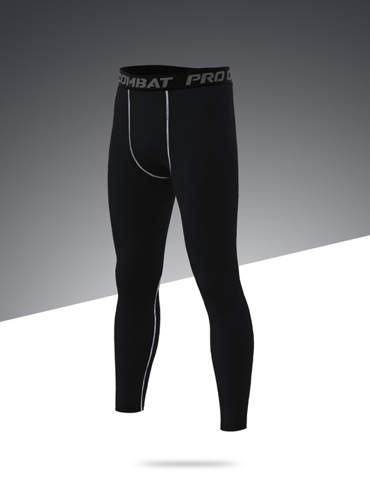 Men's Solid Sports Leggings High Stretch Breathable Compression Pants