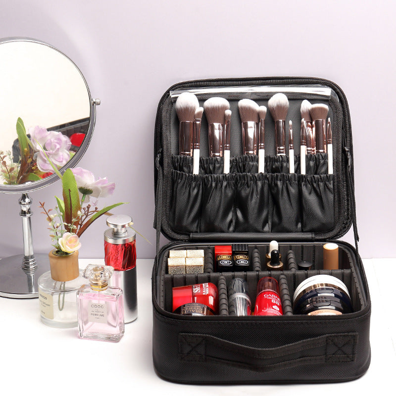 Waterproof Cosmetic & Toiletry Bag With Mirror Travel Makeup Case Large Capacity