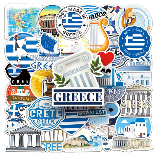 50pcs Greek Stickers Outdoor Travel DIY Luggage Waterproof Stickers