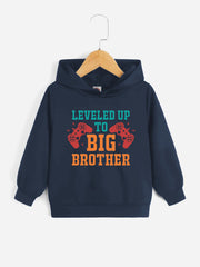 Gamepad Pattern Kid's Hoodie LEVEL UP TO BIG BROTHER Print