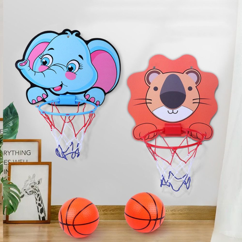 Kids Basketball Hoop Kit Cartoon Animals Basketball Stand Game Toys