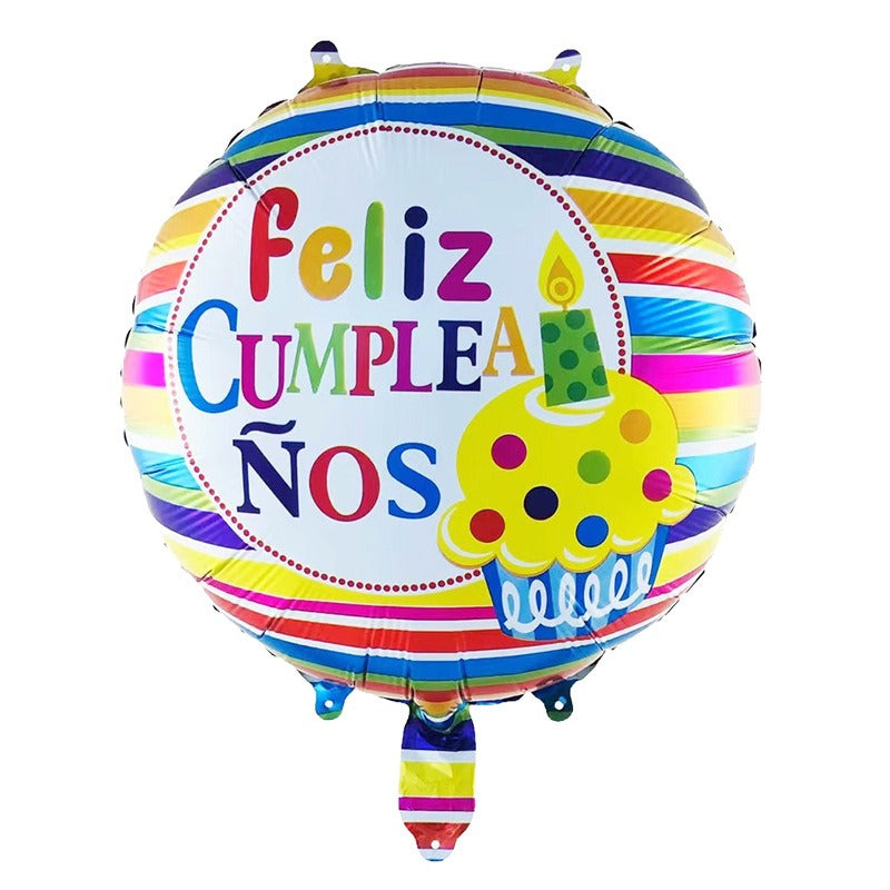 18 inch Spanish Happy Birthday Round Aluminum Foil Balloon