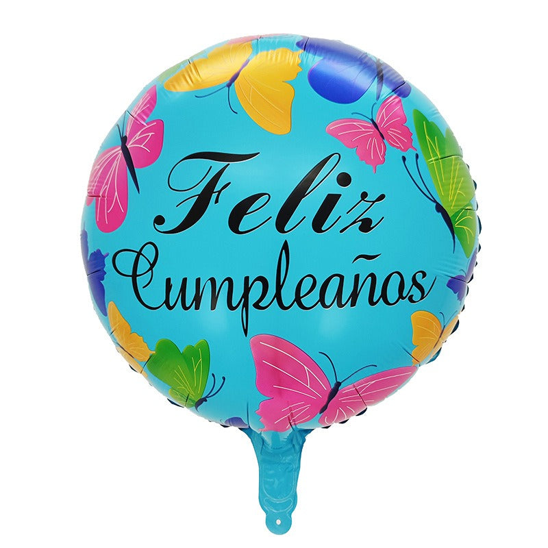 18 inch Spanish Happy Birthday Round Aluminum Foil Balloon