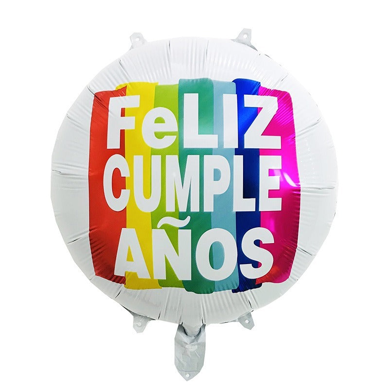 18 inch Spanish Happy Birthday Round Aluminum Foil Balloon