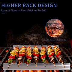 2pcs Stainless Steel Shish Kabob Rack For Grill BBQ Skewers Holder