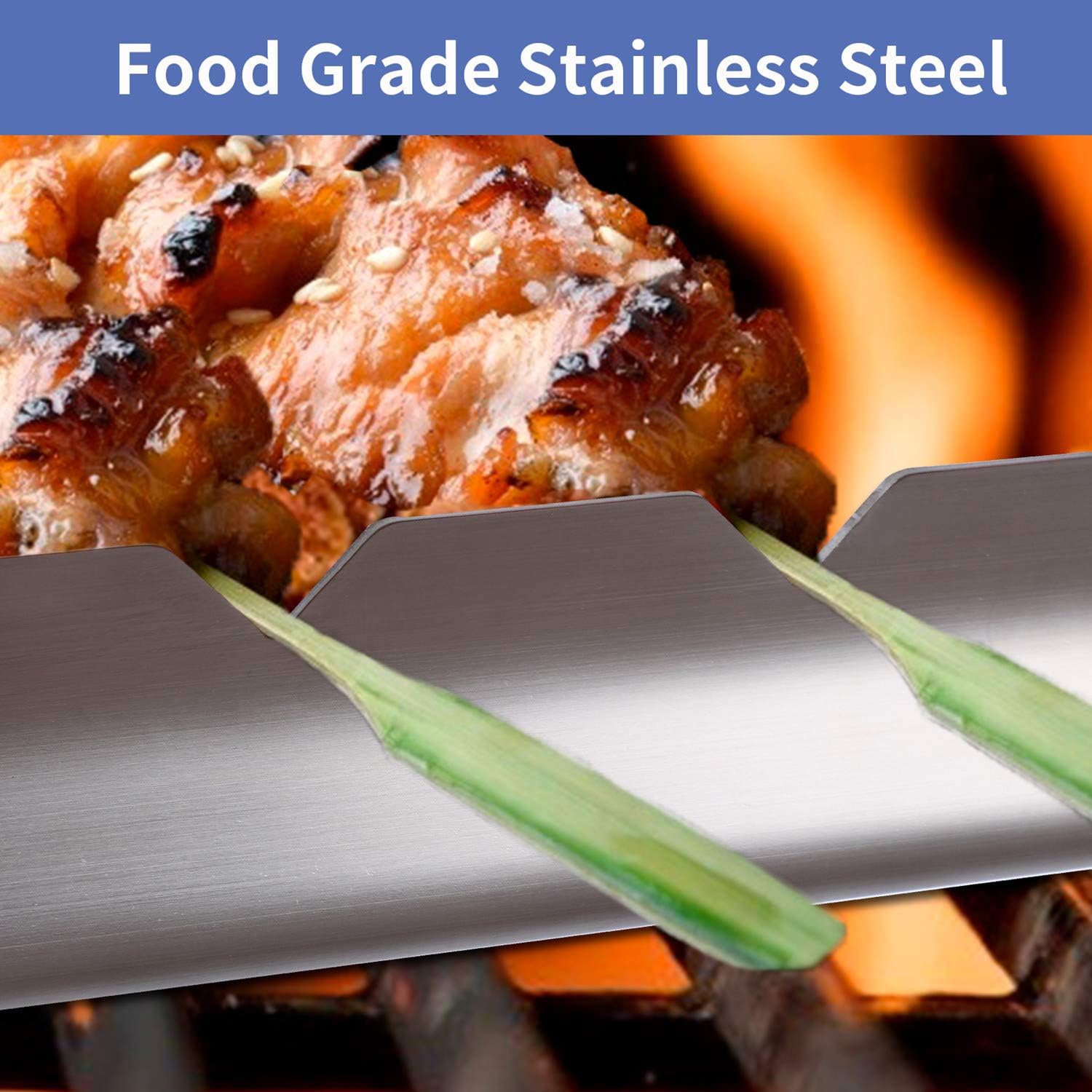 2pcs Stainless Steel Shish Kabob Rack For Grill BBQ Skewers Holder