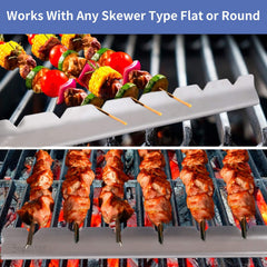 2pcs Stainless Steel Shish Kabob Rack For Grill BBQ Skewers Holder
