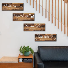 4pcs This Is Us Family Wall Decor Set - Bless This Home Together
