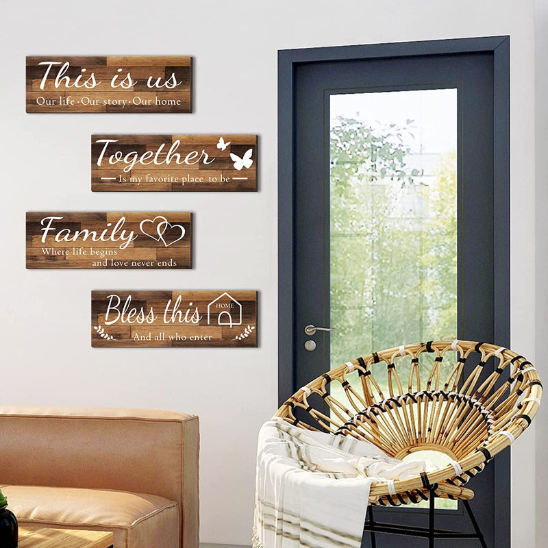 4pcs This Is Us Family Wall Decor Set - Bless This Home Together