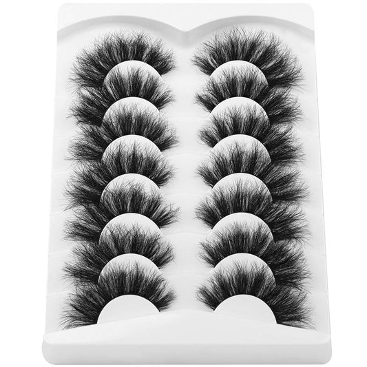 7 Pairs Fluffy Faux Mink False Eyelashes - Long Dramatic Cat Eye Lashes