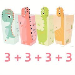12 Pcs Dinosaur Popcorn Box Candy Cookies Packaging Bag