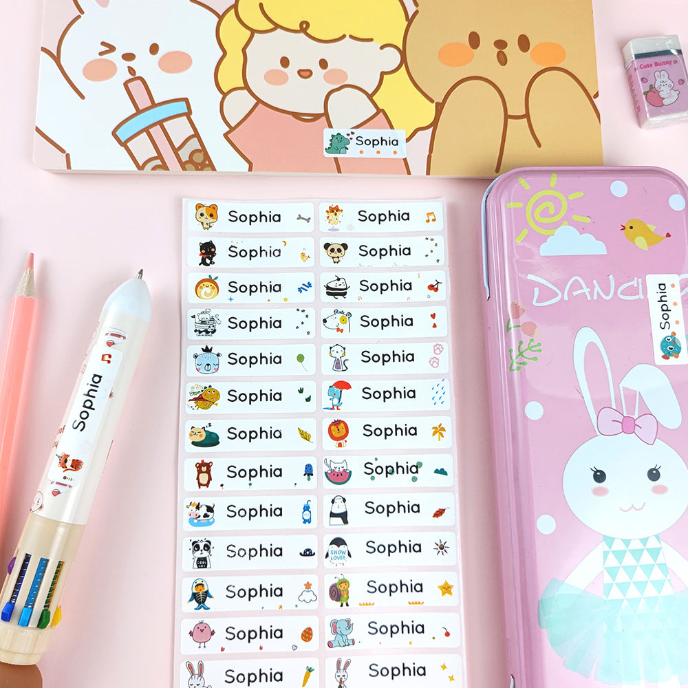 Personalized Cartoon Name Stickers Waterproof Tags Labels