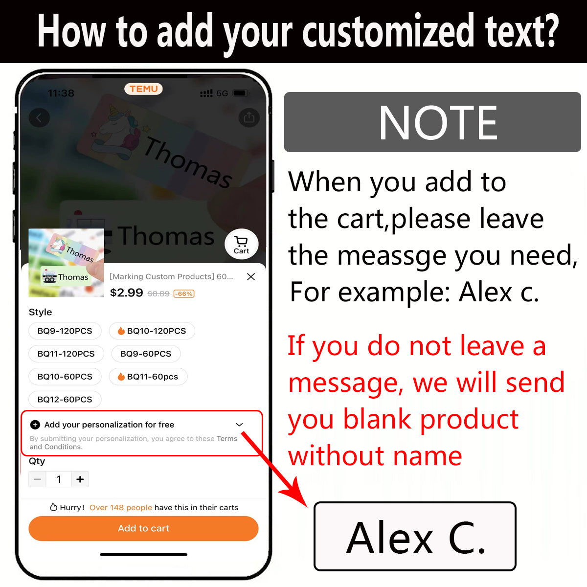 Custom Cartoon Name Sticker Waterproof Personalized