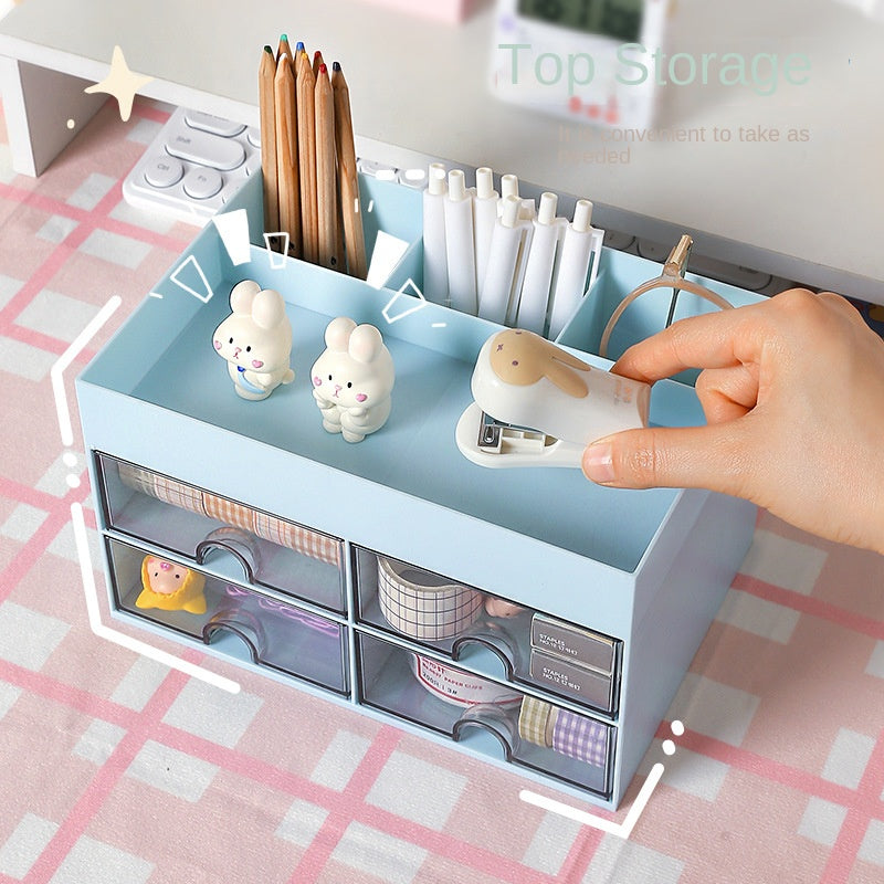 Student Desktop Storage Box Drawer Organizer Pen Holder Shelf