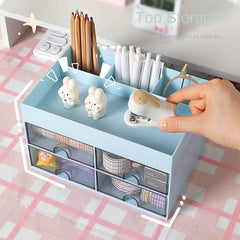 Student Desktop Storage Box Drawer Organizer Pen Holder Shelf