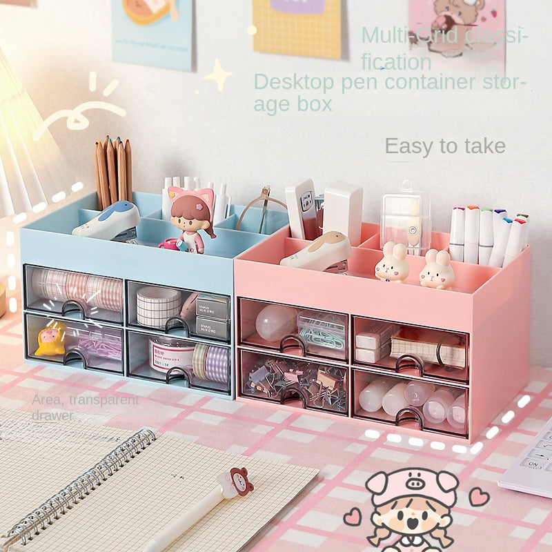 Student Desktop Storage Box Drawer Organizer Pen Holder Shelf
