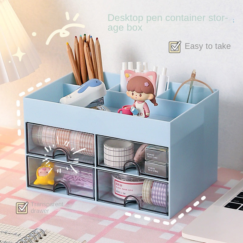 Student Desktop Storage Box Drawer Organizer Pen Holder Shelf