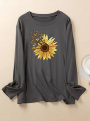  Sunflower & Butterfly Print Lounge Top