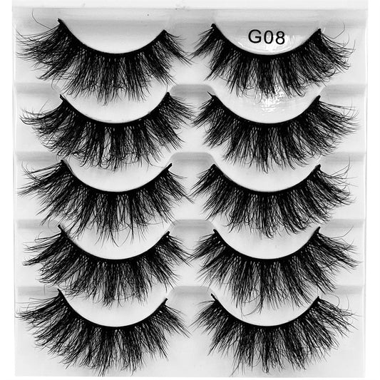 5 Pairs 3D Faux Mink Lashes Fluffy Soft Wispy Natural Long False Eyelashes