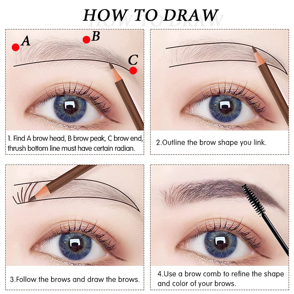 5pcs Waterproof Drawstring Eyebrow Pen Professional Eye Makeup Pencil