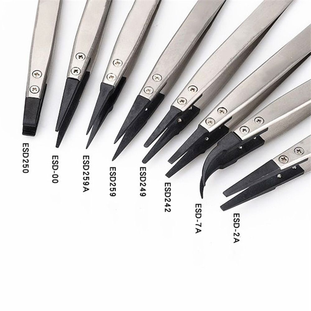 High Precision ESD Tweezers Stainless Steel Body