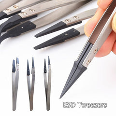 High Precision ESD Tweezers Stainless Steel Body