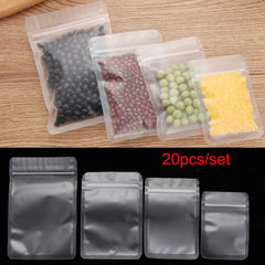 20pcs Matte Transparent Zipper Plastic Bag Aluminum Foil Food Pouch