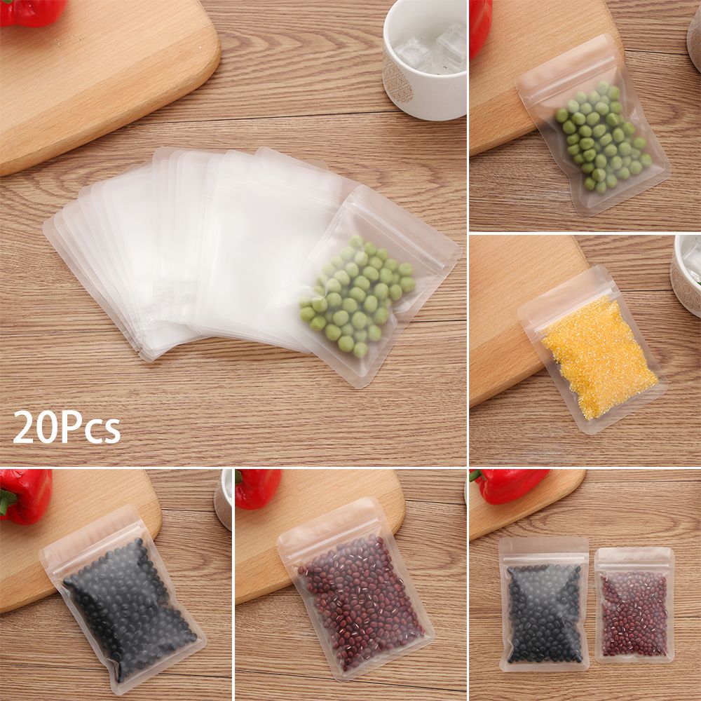20pcs Matte Transparent Zipper Plastic Bag Aluminum Foil Food Pouch
