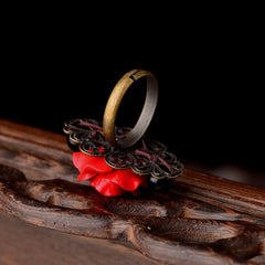 Vintage Style Rose Flower Ring Women's Jewelry Ethnic Style Ring