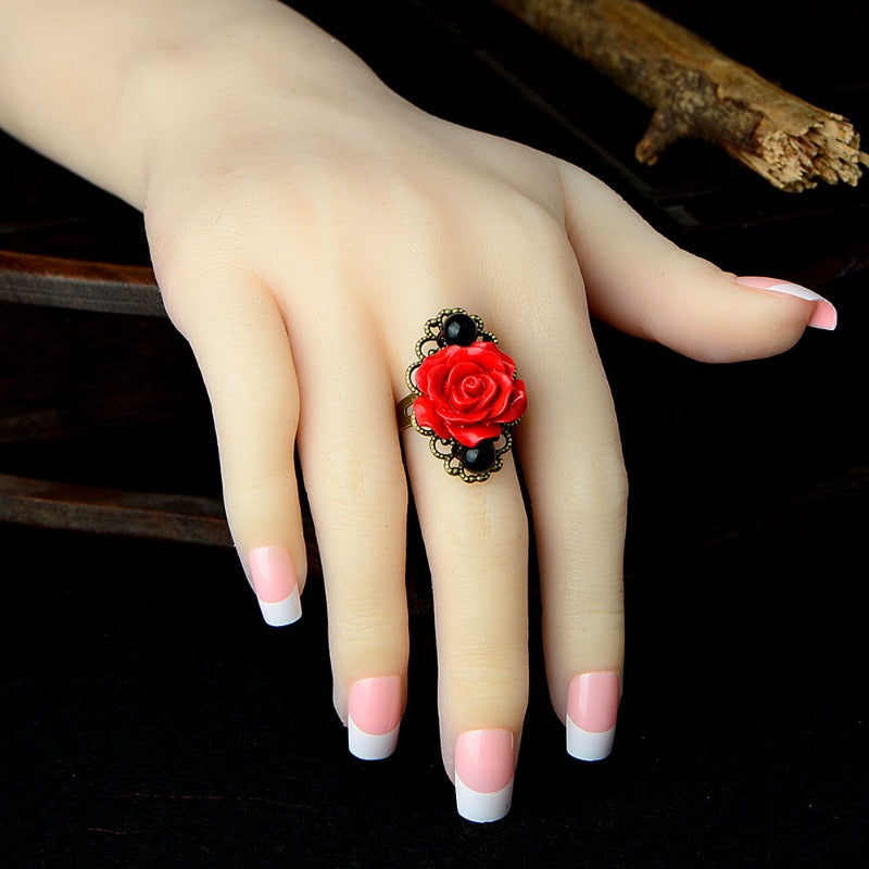 Vintage Style Rose Flower Ring Women's Jewelry Ethnic Style Ring