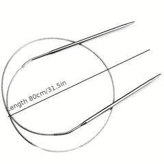 11pcs Stainless Circular Knitting Needles Crochet Weaving Pins Needlework Tools