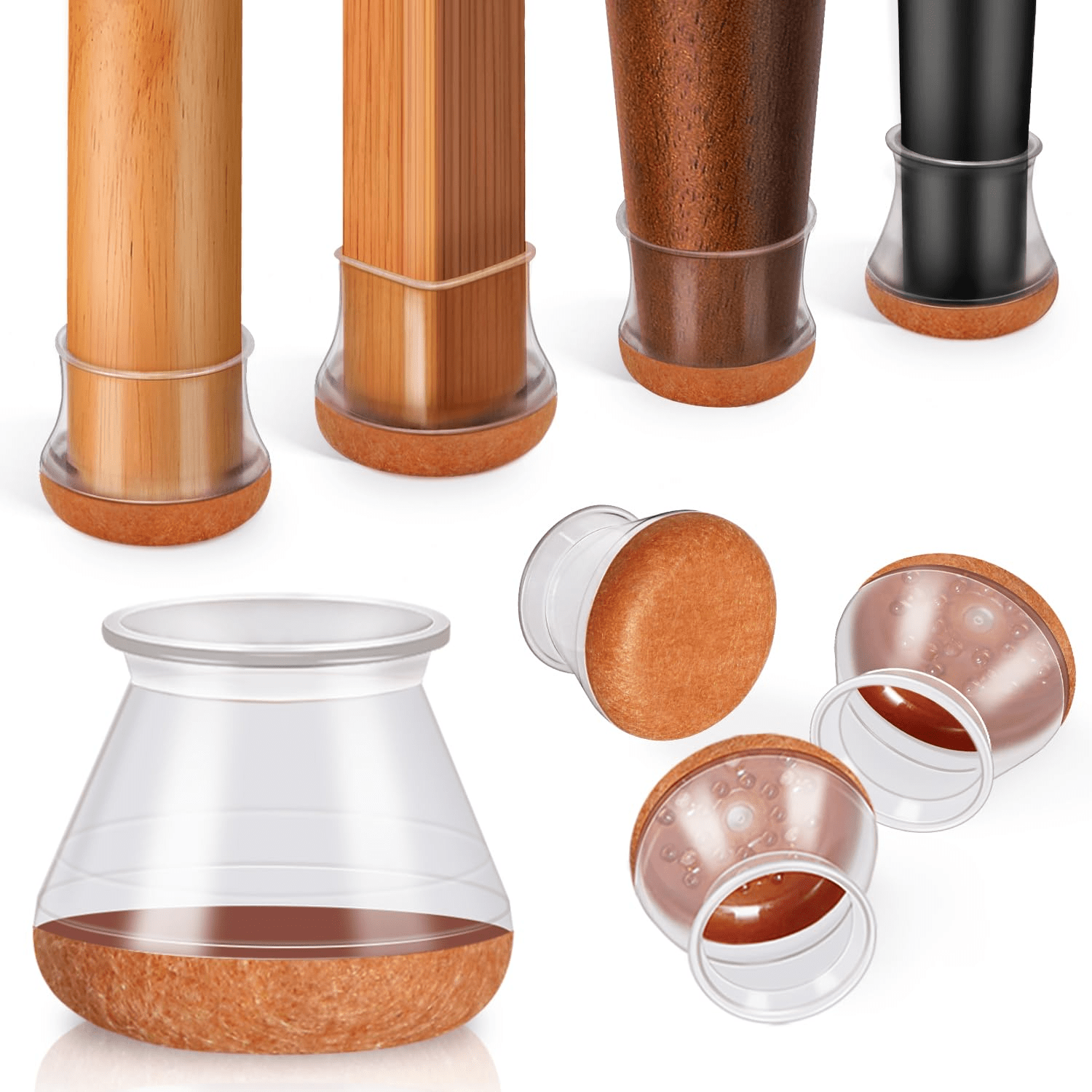 Silicone Chair Leg Protectors Caps for Hardwood Floors