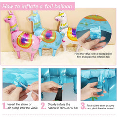 4pcs Giant Alpaca Foil Balloons for Birthday Wedding Party