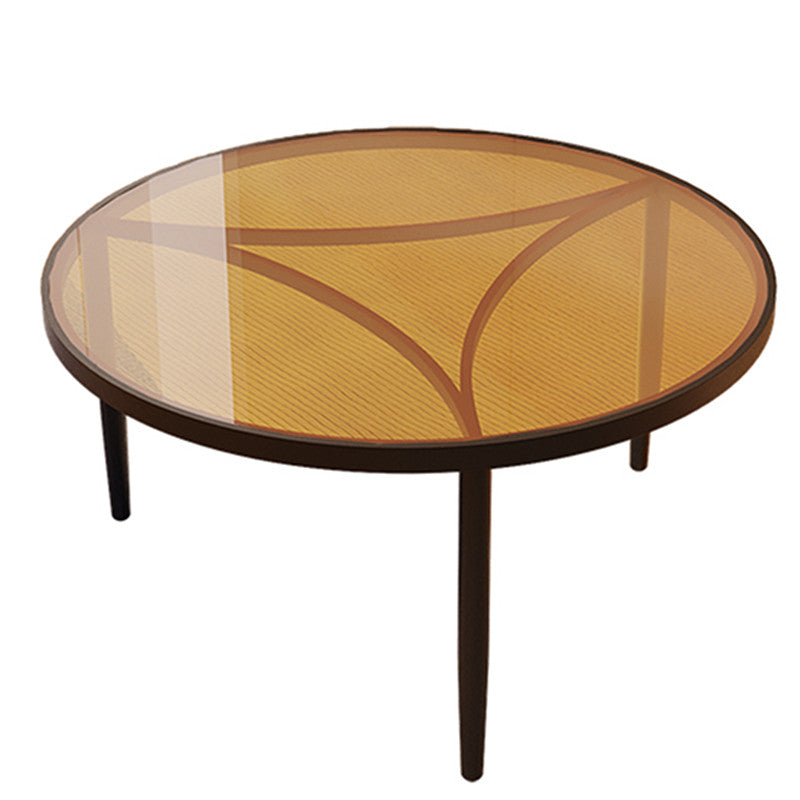 Mini Modern Tempered Glass Round Coffee Table Small Household Tea Table