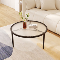 Mini Modern Tempered Glass Round Coffee Table Small Household Tea Table