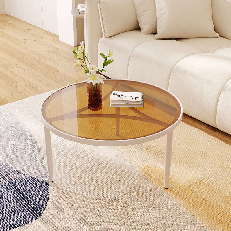 Mini Modern Tempered Glass Round Coffee Table Small Household Tea Table