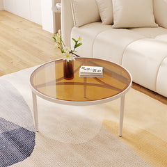 Mini Modern Tempered Glass Round Coffee Table Small Household Tea Table