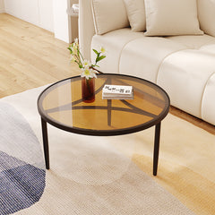 Mini Modern Tempered Glass Round Coffee Table Small Household Tea Table