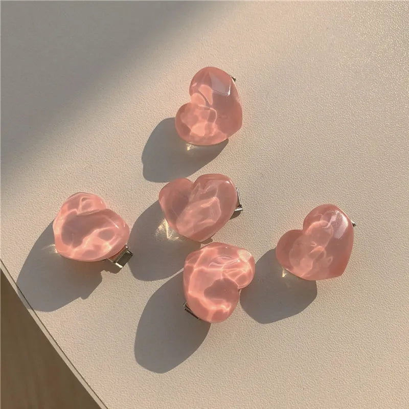 5Pcs Pink Peach Rose Hair Clips Girls Accessories