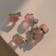 5Pcs Pink Peach Rose Hair Clips Girls Accessories