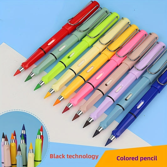 12pcs Colored Pen Tip Tech Auto Pencil No Ink Sketch Eternal Posture
