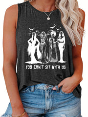  Halloween Casual Tank Top Women's Plus Slogan & Figure Print