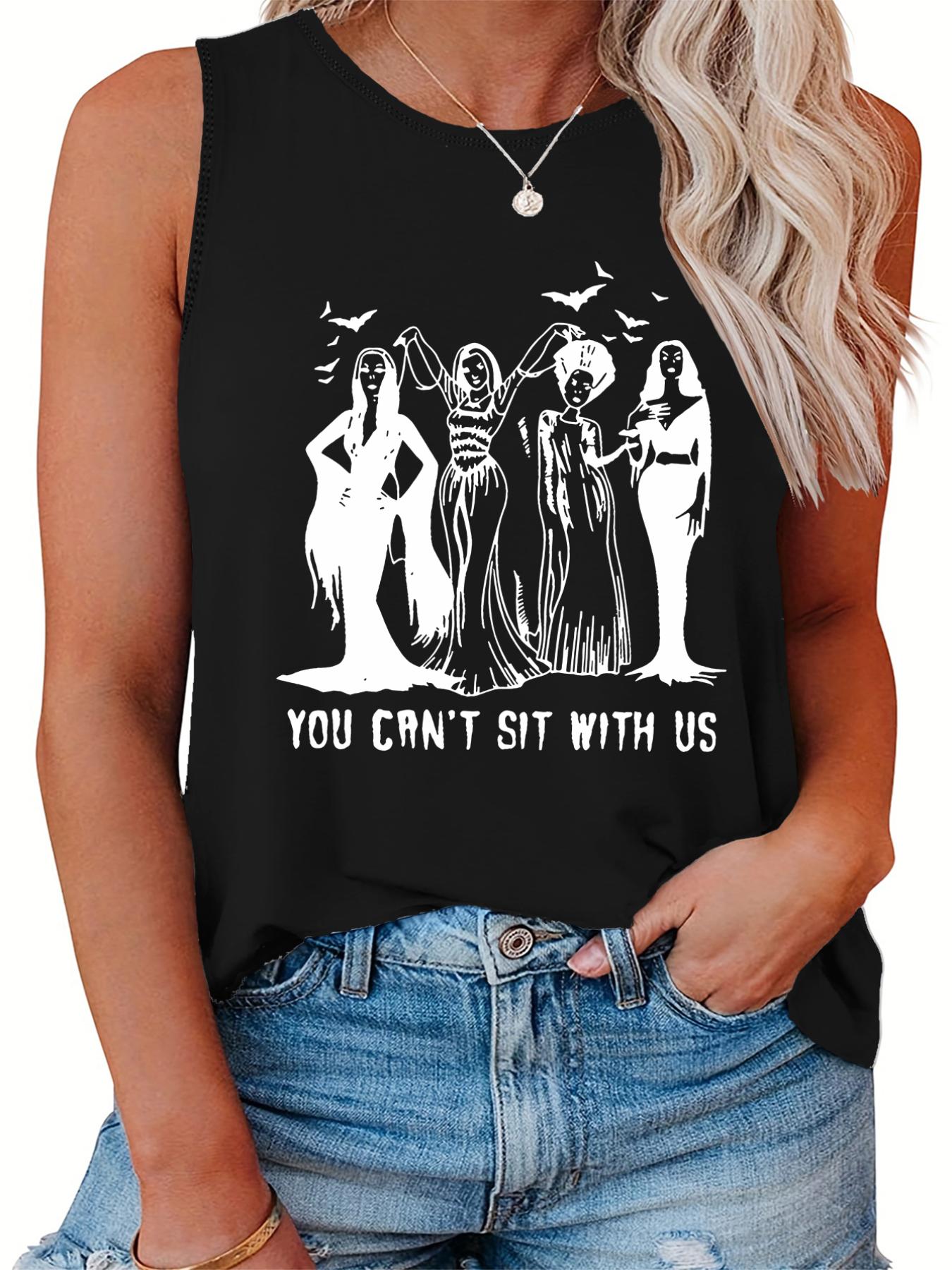  Halloween Casual Tank Top Women's Plus Slogan & Figure Print