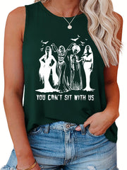  Halloween Casual Tank Top Women's Plus Slogan & Figure Print