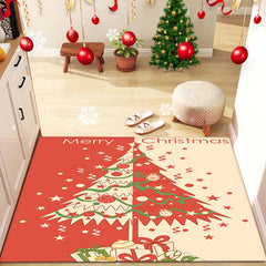 Merry Christmas Party Rug - Christmas Tree Printed Living Room Bedroom Rug